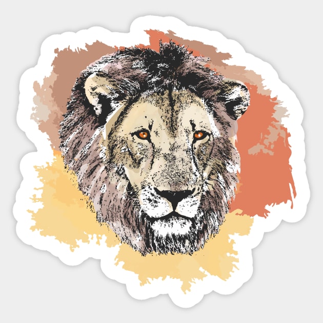 Lion Male Close-up Watercolor Painting for Lion Fans Sticker by scotch